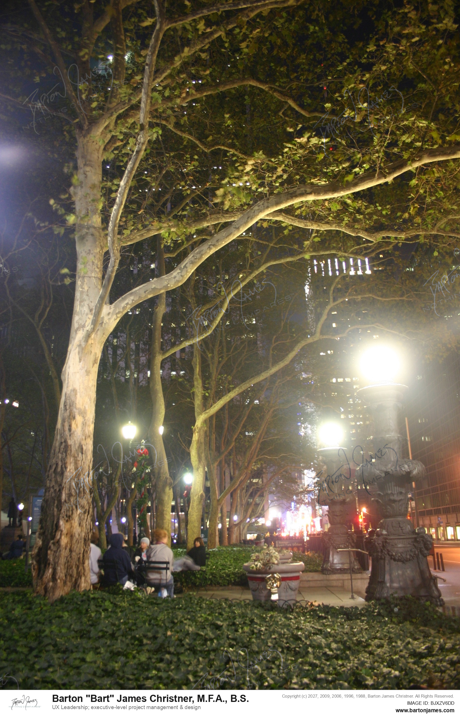 20051123 TRAVEL New York On ADime Street Detail Night Park Lynnea Bart PHOTO