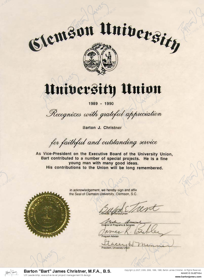 19900601 RECOGNITION Executive Board CERTIFICATE