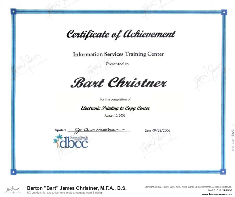20060928 CERTIFIED Electronic Printing To Copy Center CERTIFICATE