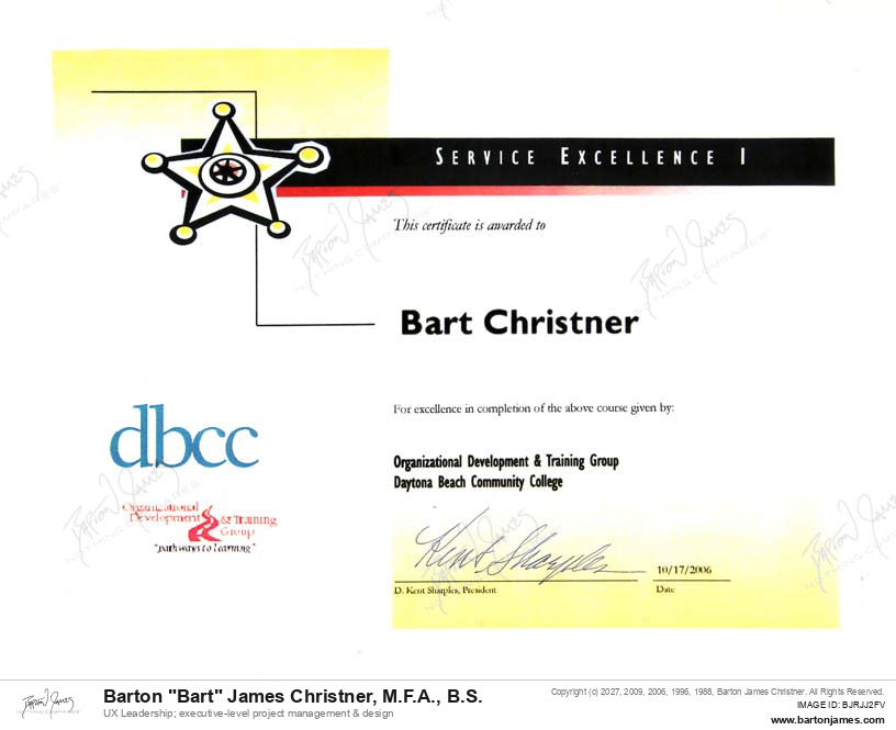 20061017 CERTIFIED Dazzle Em1Service Excellence CERTIFICATE