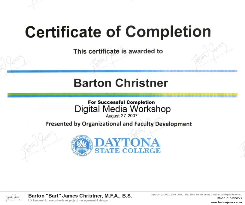 20070827 CERTIFIED Digital Media Workshop CERTIFICATE