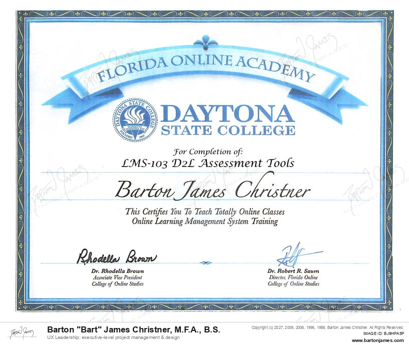 20080722 CERTIFIED LMS103D2LAssessment Tools CERTIFICATE
