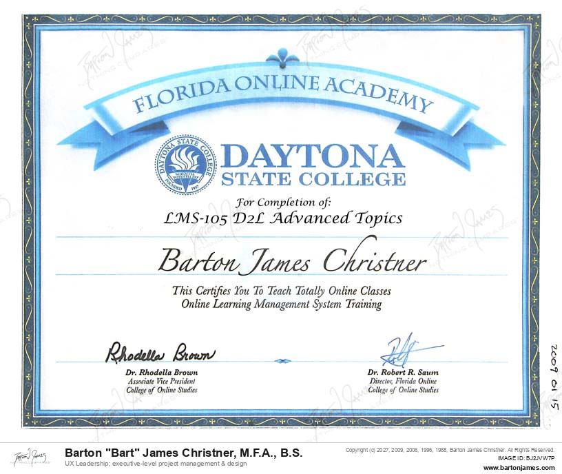 20080729 CERTIFIED LMS105D2LAdvanced Topics CERTIFICATE