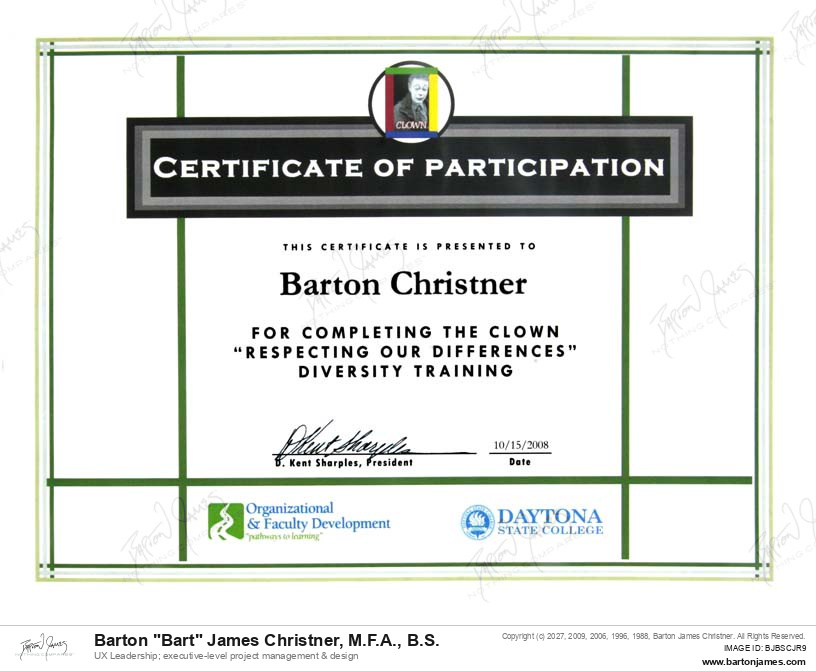 20081015 CERTIFIED Diversity Training CERTIFICATE