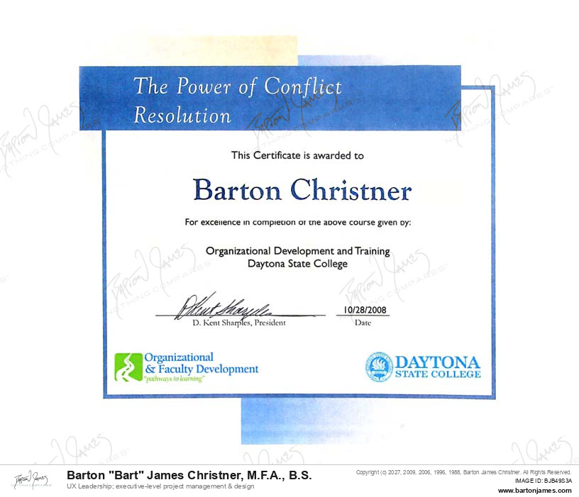 20081028 CERTIFIED Conflict Resolutions CERTIFICATE