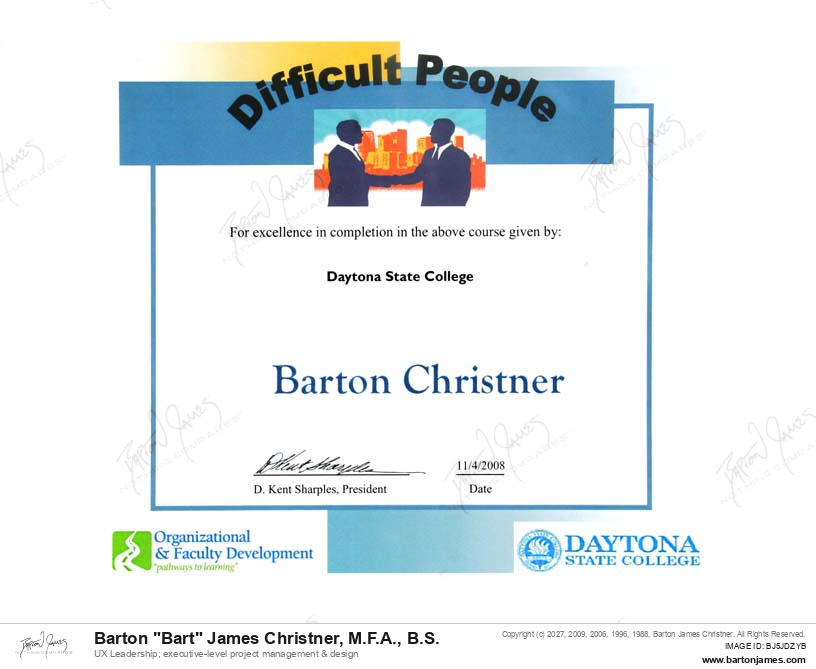 20081104 CERTIFIED Difficult People CERTIFICATE