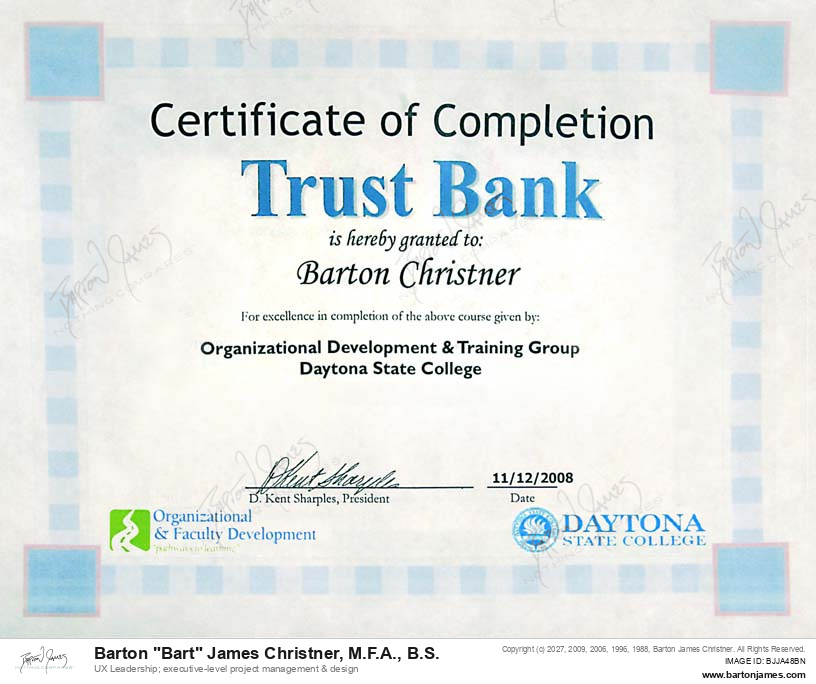 20081112 CERTIFIED Building Trust CERTIFICATE