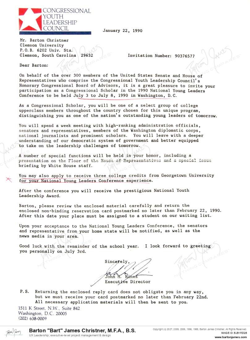 19900122 INVITED Congressional SCHOLAR
