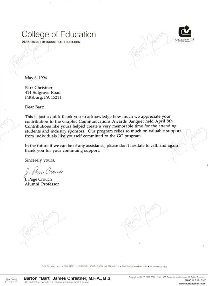 19940506 THANKS Page Crouch LETTER
