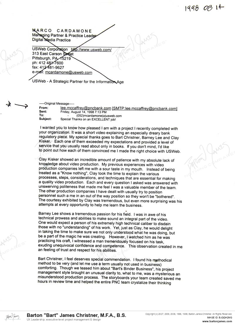 19980814 RECOGNIZE Lee Mc Caffrey LETTER