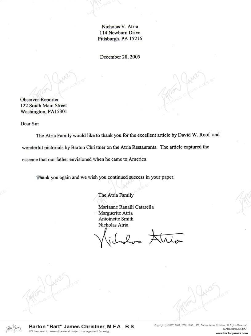 20051228 THANKS Nicholas Atria LETTER