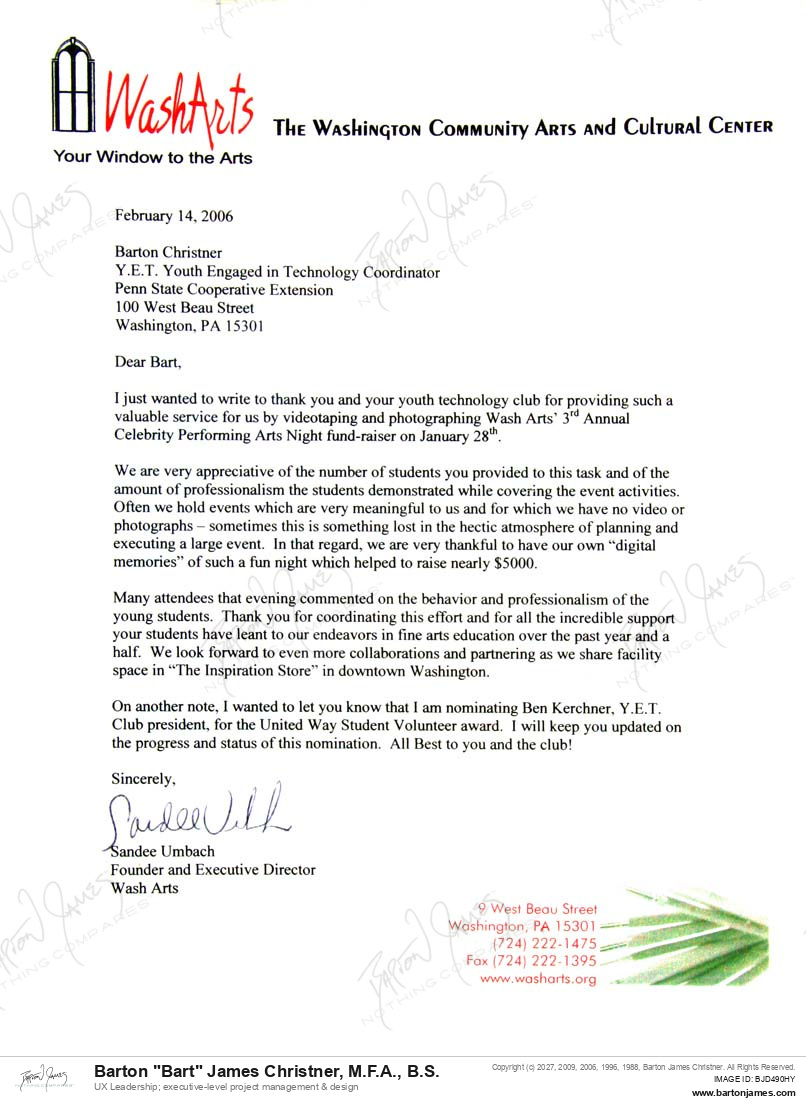 20060214 COMMEND Sandee Umbach LETTER