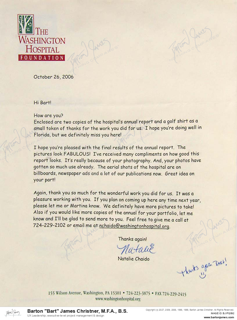 20061006 THANKS Natalie Chaido LETTER