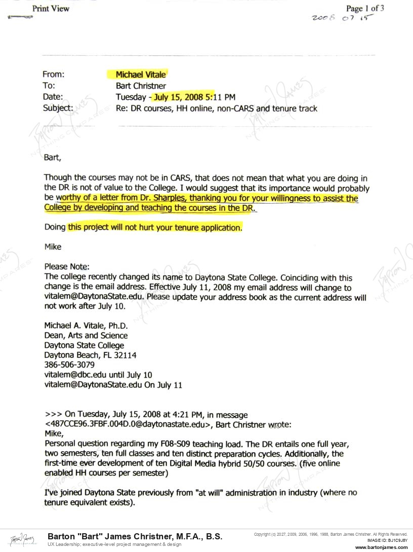 20080715 APPRECIATE Mike Vitale EMAIL