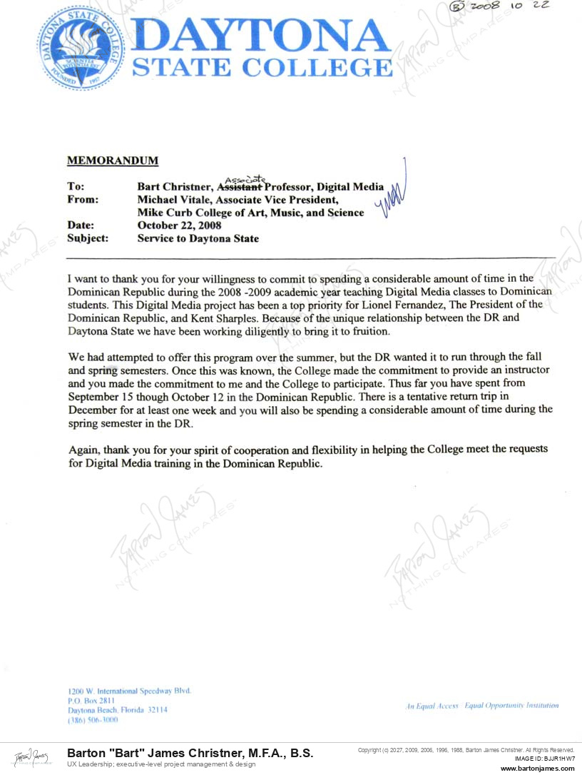 20081022 THANKS Mike Vitale LETTER