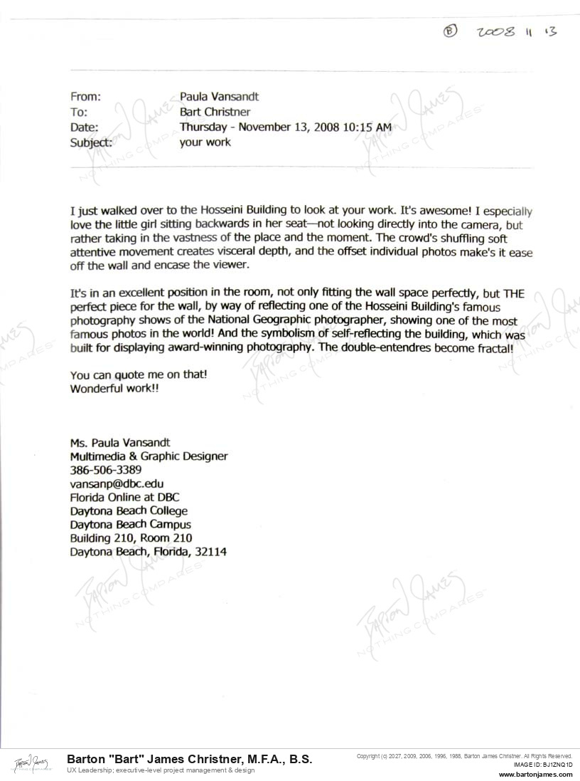 20081113 COMMEND Paula Vansandt EMAIL