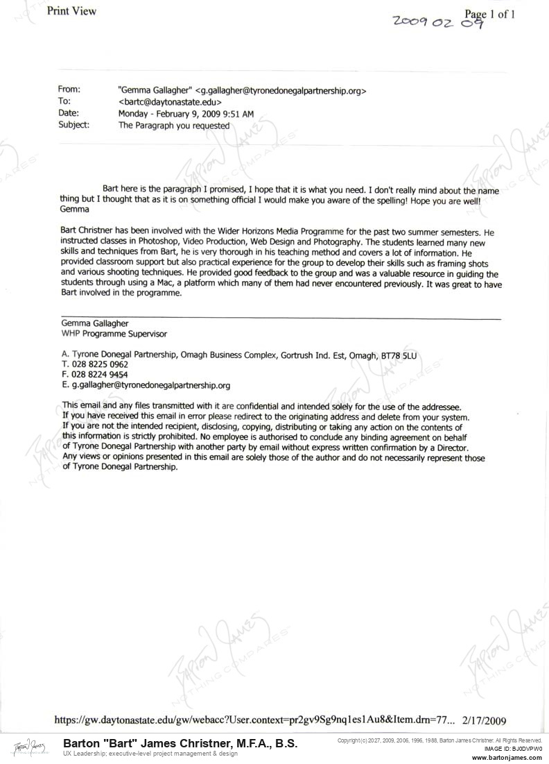 20090209 APPRECIATE Gemma Gallagher LETTER