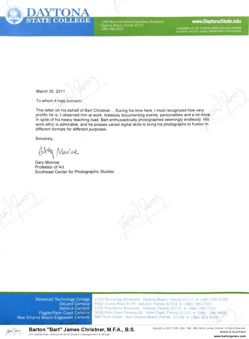 20110330 RECOGNIZE Gary Monroe LETTER