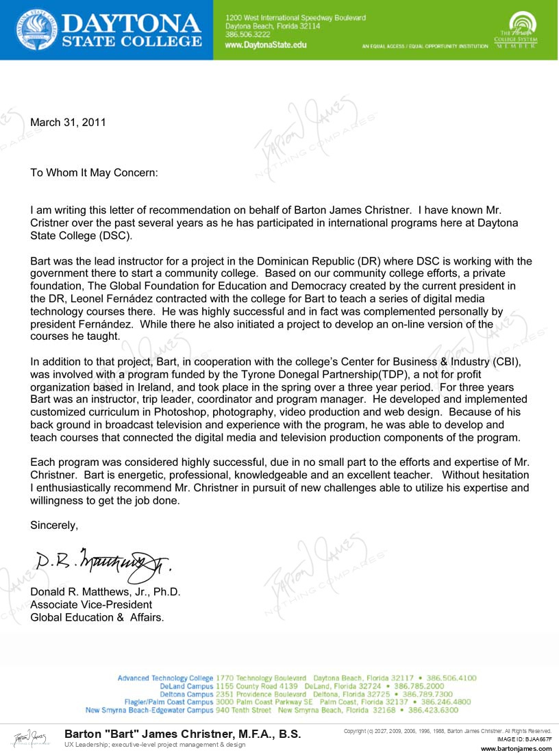 20110331 COMMEND Don Matthews LETTER