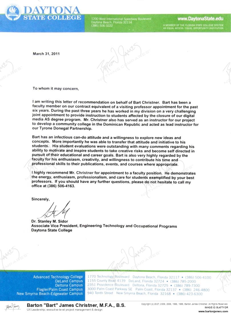 20110331 COMMEND Stan Sidor LETTER