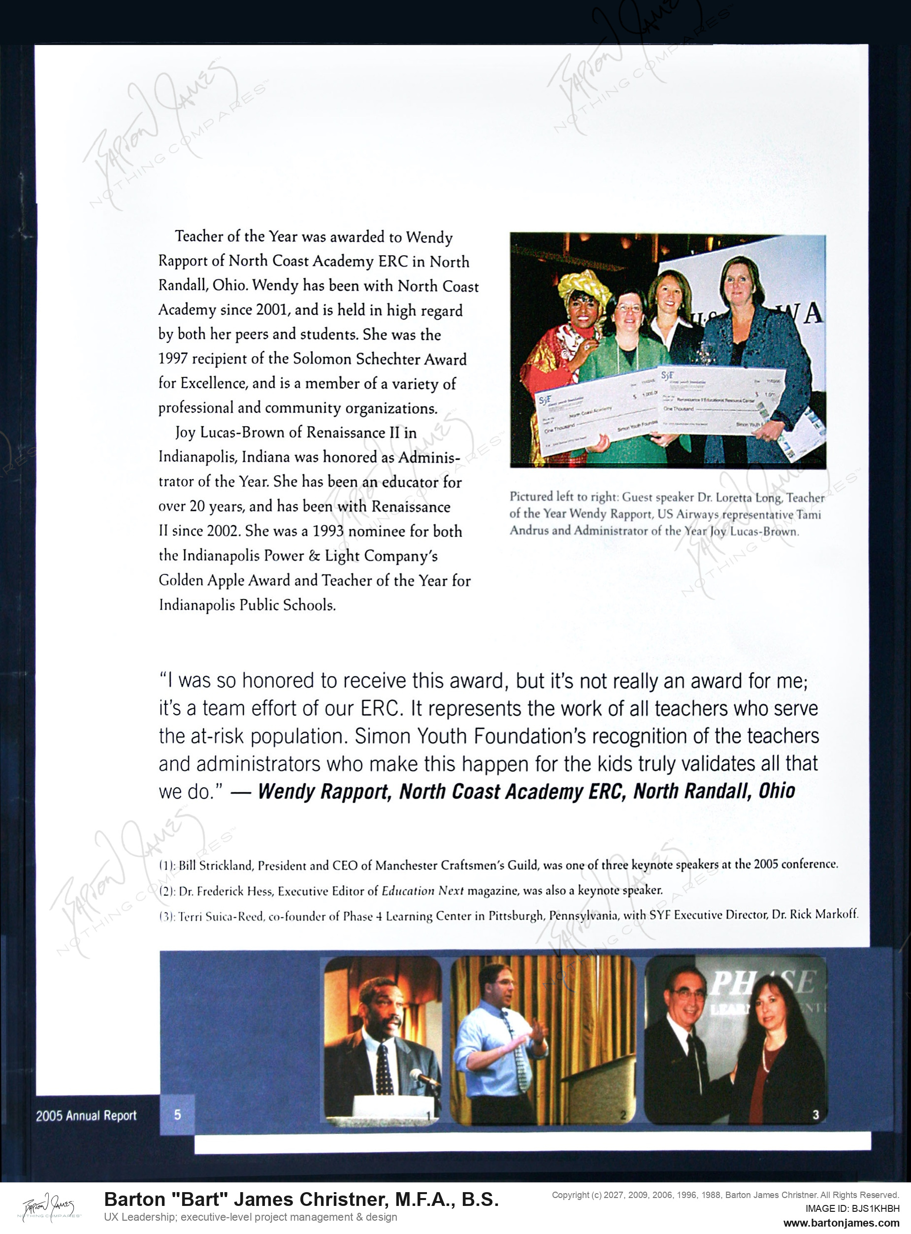 20051211 MARKOFF Teacher Of Year ANNUALREPORT