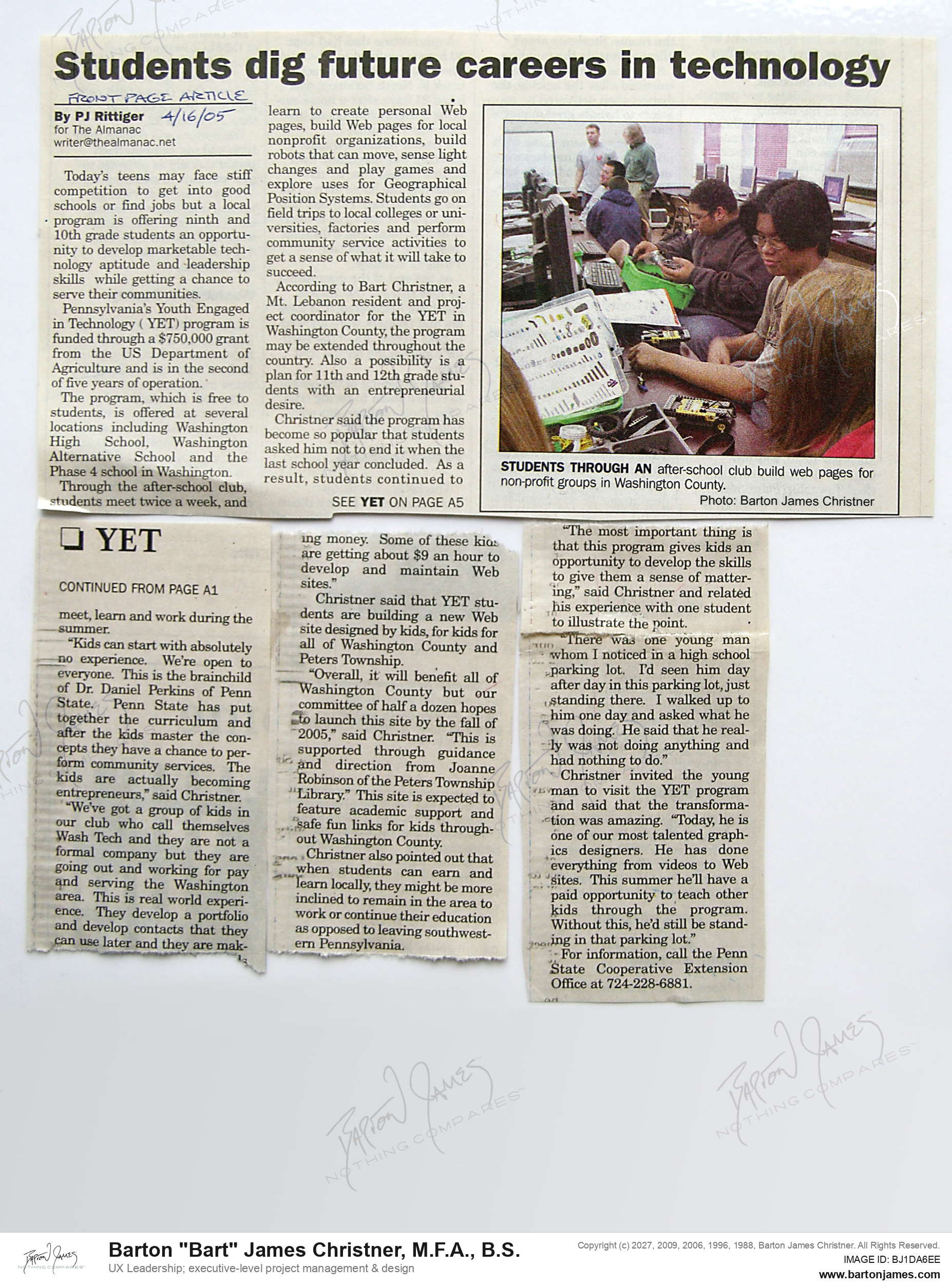 20050416 RITTIGER Students Dig Careers NEWSPAPER