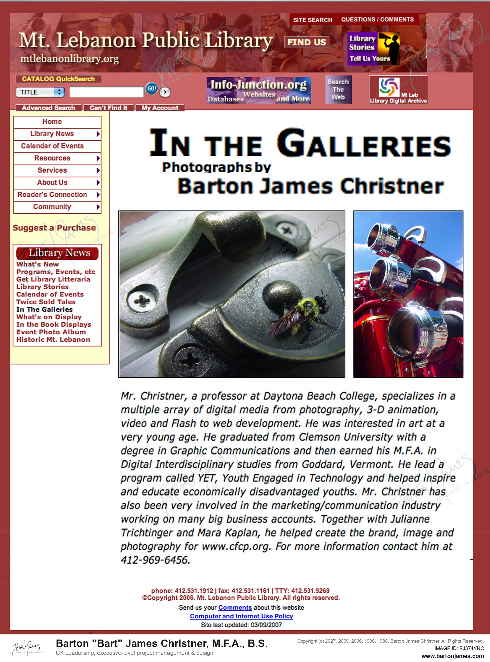 20071220 CHRISTNER Mt Lebanon Artist PRESSRELEASE
